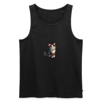 Chaton mignon - Débardeur bio Premium Homme - noir - Devant - Michal (187cm)