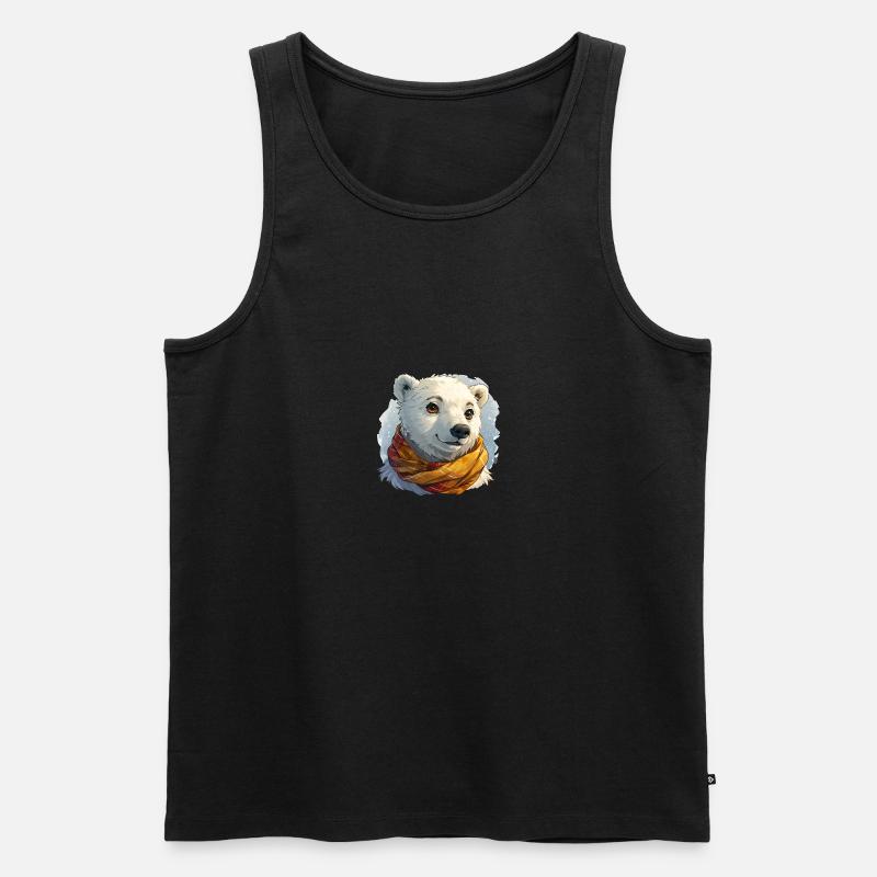 Eisbär mit Schal - Männer Premium Bio Tank Top - Schwarz
