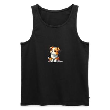 Niedlicher kleiner Hund - Männer Premium Bio Tank Top - Schwarz - Vorne - Michal (187cm)