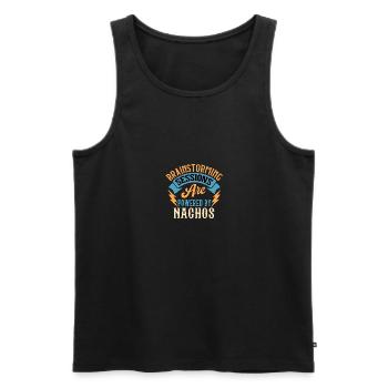 Brainstorming-Sitzungen werden von Nachos unterstützt - Männer Premium Bio Tank Top - Schwarz - Vorne - AI Model Male 178 light (178cm)