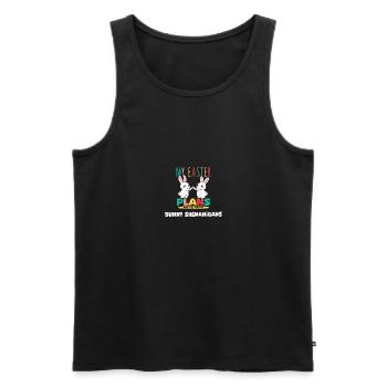 Bei meinen Osterplänen dreht sich alles um Hasen-Schabernack - Männer Premium Bio Tank Top - Schwarz - Vorne - AI Model Male 178 light (178cm)