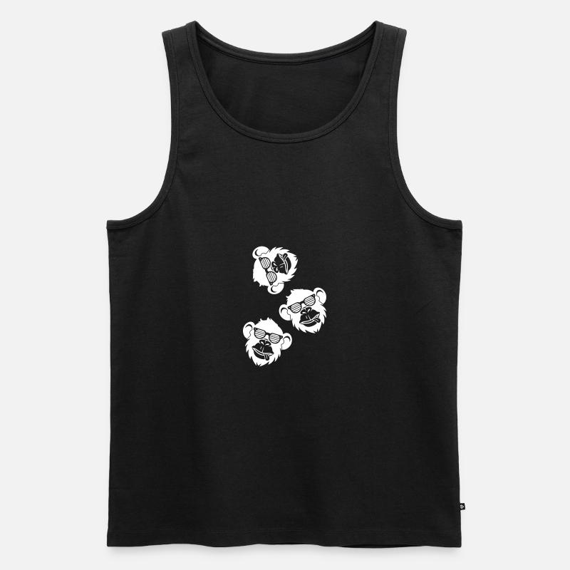 Affe Cool Kopf - Männer Premium Bio Tank Top - Schwarz