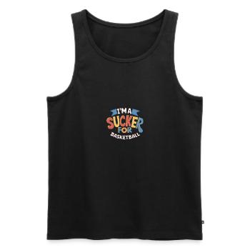 Ich bin ein Trottel für Basketball - Männer Premium Bio Tank Top - Schwarz - Vorne - AI Model Male 178 light (178cm)