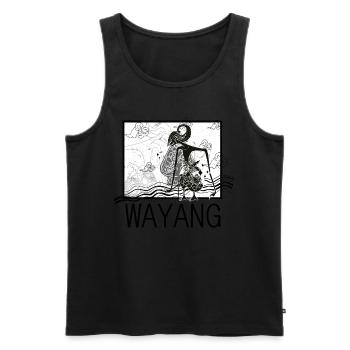 WAYANG le théâtre indonésien - Débardeur bio Premium Homme - noir - Devant - AI Model Male 178 light (178cm)