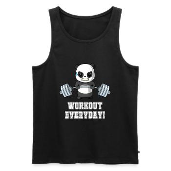 Daily Workout - Weightlifting - Panda - Fitness - Men's Premium Organic Tank Top - black - Front - Michal (187cm)