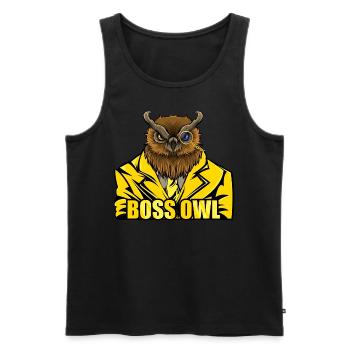 Boss Owl - Mafia Styled Animals - Men's Premium Organic Tank Top - black - Front - Michal (187cm)