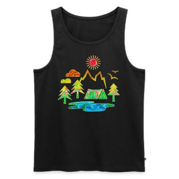 camping, camping, mountains, nature, forest, summer, sun - Men's Premium Organic Tank Top - black - Front - Michal (187cm)
