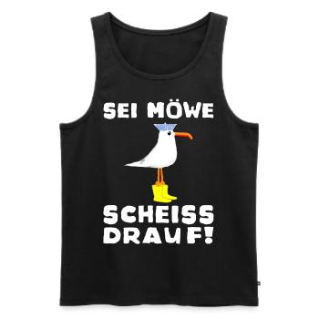 Moin Möwe Seemann Unisex Geschenkidee - Männer Premium Bio Tank Top - Schwarz - Vorne - Michal (187cm)