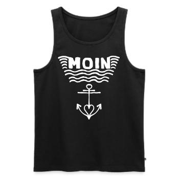 Moin Anker Logo | Meer Miesmuschelartwuermchen - Männer Premium Bio Tank Top - Schwarz - Vorne - Michal (187cm)