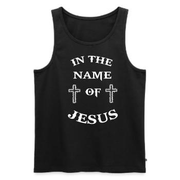 Jesus Christus Religion Erlöser Messias Spruch - Männer Premium Bio Tank Top - Schwarz - Vorne - Michal (187cm)