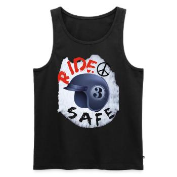 Ride Safe Motorrad/Roller T-shirt - Männer Premium Bio Tank Top - Schwarz - Vorne - Michal (187cm)