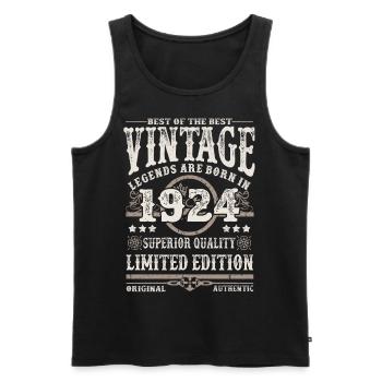 Legends are born in 1924 - Men's Premium Organic Tank Top - black - Front - AI Model Male 178 light (178cm)