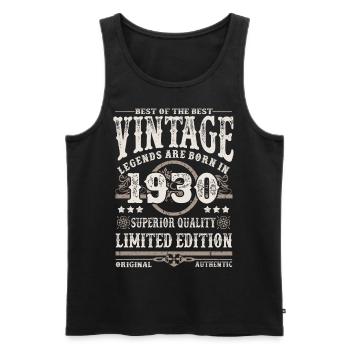 Legends are born in 1930 - Men's Premium Organic Tank Top - black - Front - AI Model Male 178 light (178cm)