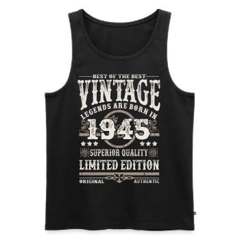 Legends are born in 1945 - Men's Premium Organic Tank Top - black - Front - Michal (187cm)