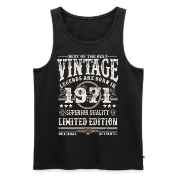 Legends are born in 1971 - Men's Premium Organic Tank Top - black - Front - Michal (187cm)