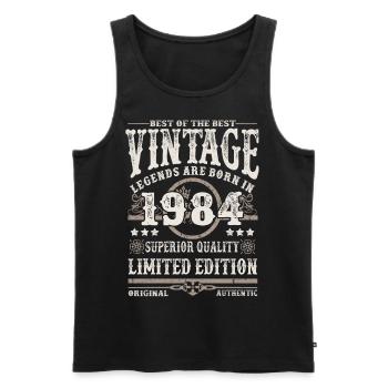 Legenden werden 1984 geboren - Männer Premium Bio Tank Top - Schwarz - Vorne - Michal (187cm)