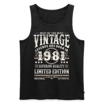 Legends are born in 1981 - Men's Premium Organic Tank Top - black - Front - AI Model Male 178 light (178cm)