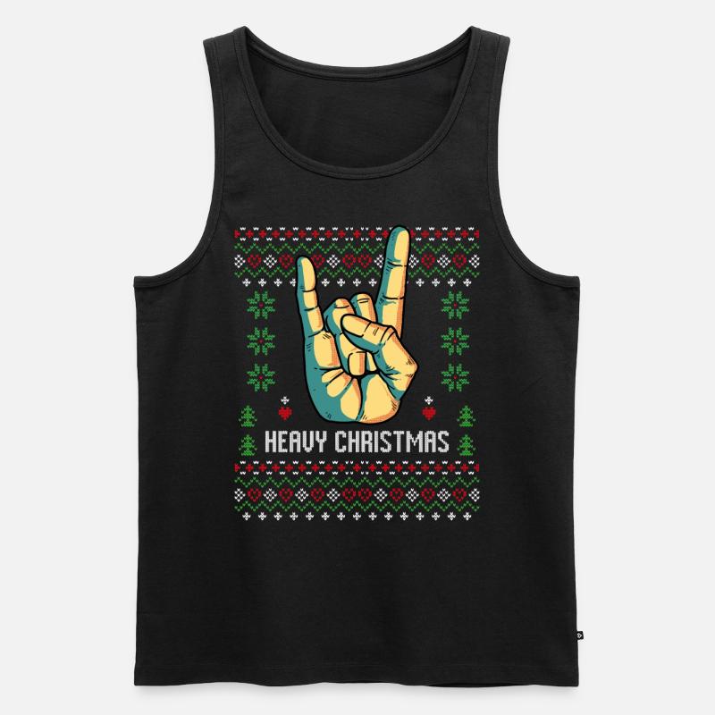Pull de Noël moche Heavy Metal en méta - Débardeur bio Premium Homme - noir