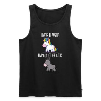 Vivre à Austin Pride Texas Unicorn Love - Débardeur bio Premium Homme - noir - Devant - AI Model Male 178 light (178cm)