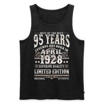 Born in April 1928 - 95 years old - Men's Premium Organic Tank Top - black - Front - Michal (187cm)