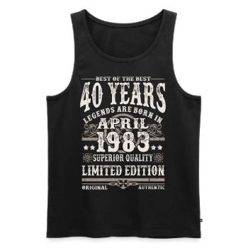 Born in April 1983 - 40 years old - Men's Premium Organic Tank Top - black - Front - Michal (187cm)