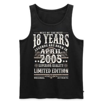 Born in April 2005 - 18 years old - Men's Premium Organic Tank Top - black - Front - AI Model Male 178 light (178cm)