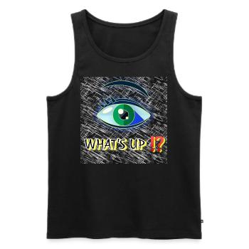 What's up!? - Club WoW - 2023 - Men's Premium Organic Tank Top - black - Front - AI Model Male 178 light (178cm)