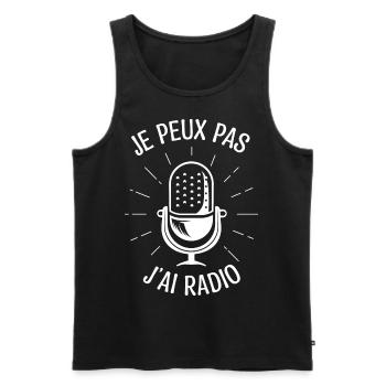 Je peux pas j'ai radio. Cadeau animateur radio. - Débardeur bio Premium Homme - noir - Devant - AI Model Male 178 light (178cm)