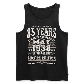 Born in May 1938 - 85 years old - Men's Premium Organic Tank Top - black - Front - Michal (187cm)