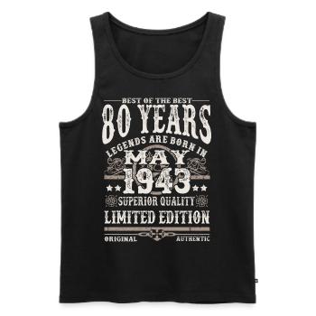 Mai 1943 geboren - 80 Jahre alt - Männer Premium Bio Tank Top - Schwarz - Vorne - AI Model Male 178 light (178cm)