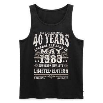 Born in May 1983 - 40 years old - Men's Premium Organic Tank Top - black - Front - Michal (187cm)
