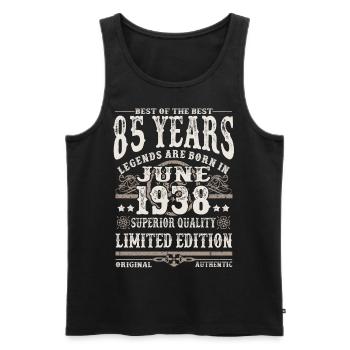 Born in Juni 1938 - 85 years old - Men's Premium Organic Tank Top - black - Front - Michal (187cm)