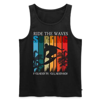 Sports nautiques Surfeur Surfer sur les vagues Chemise de surf - Débardeur bio Premium Homme - noir - Devant - Michal (187cm)