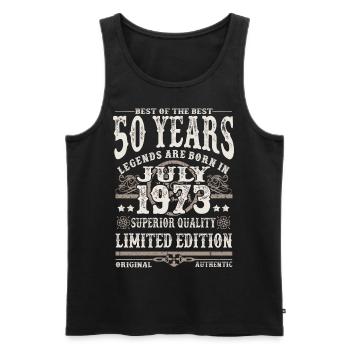 legends born in july 1973 - 50 years - Men's Premium Organic Tank Top - black - Front - AI Model Male 178 light (178cm)