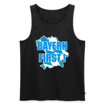 Bayern First bayrisch lustiger Spruch Sprüche - Männer Premium Bio Tank Top - Schwarz - Vorne - Michal (187cm)