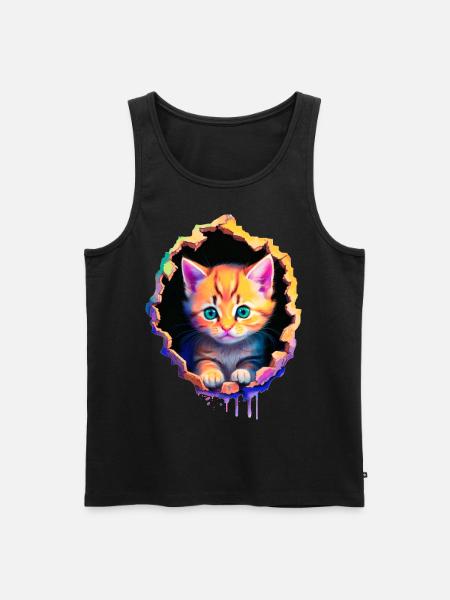Orange Kitten coming out from inside - Men's Premium Organic Tank Top - black