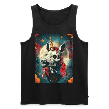 Einhorn - Skull, Skelett, Pentagramm - Männer Premium Bio Tank Top - Schwarz - Vorne - Michal (187cm)