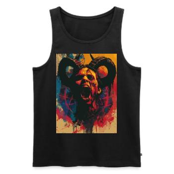 The Devil - Skull, Totenkopf, Teufel - Männer Premium Bio Tank Top - Schwarz - Vorne - AI Model Male 178 light (178cm)