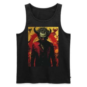 The Devil - Skull, Totenkopf, Teufel - Männer Premium Bio Tank Top - Schwarz - Vorne - AI Model Male 178 light (178cm)