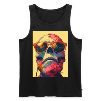 Hippie Skull - Totenkopf - Männer Premium Bio Tank Top - Schwarz - Vorne - AI Model Male 178 light (178cm)