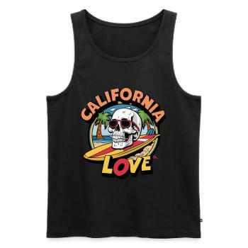Skull - California Love Vibes Surfing - Männer Premium Bio Tank Top - Schwarz - Vorne - Michal (187cm)