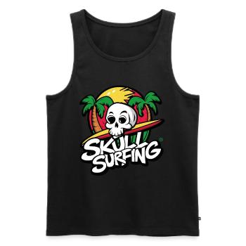 Skull - Surfing, Totenkopf - Männer Premium Bio Tank Top - Schwarz - Vorne - AI Model Male 178 light (178cm)