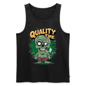 Skull Kiffer - Quality Time, Totenkopf - Männer Premium Bio Tank Top - Schwarz - Vorne - Michal (187cm)