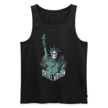 Skull Nation - Skull, Totenkopf, New York - Männer Premium Bio Tank Top - Schwarz - Vorne - AI Model Male 178 light (178cm)