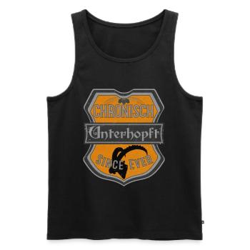 Bierdeckel Spruch CHRONISCH UNTERHOPFT - Männer Premium Bio Tank Top - Schwarz - Vorne - Michal (187cm)