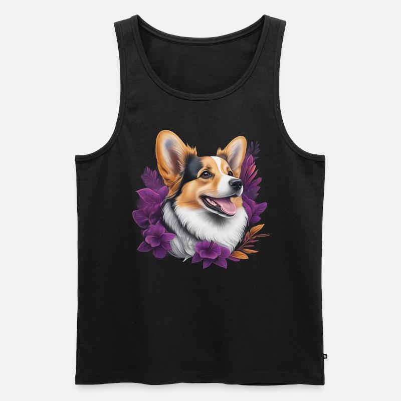 Corgi Kopf - Männer Premium Bio Tank Top - Schwarz