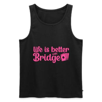 Joueur de bridge fille Joueur de bridge Dictons Rose - Débardeur bio Premium Homme - noir - Devant - Michal (187cm)