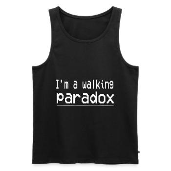 Citation d’un t-shirt – Je suis un paradoxe ambulant - Débardeur bio Premium Homme - noir - Devant - AI Model Male 178 light (178cm)