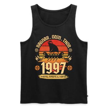 Viking Vintage 1997 25 Jahre Jubiläum - Männer Premium Bio Tank Top - Schwarz - Vorne - Michal (187cm)