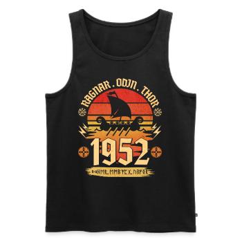 Viking Vintage 1952 70 Ans Anniversaire - Débardeur bio Premium Homme - noir - Devant - Michal (187cm)